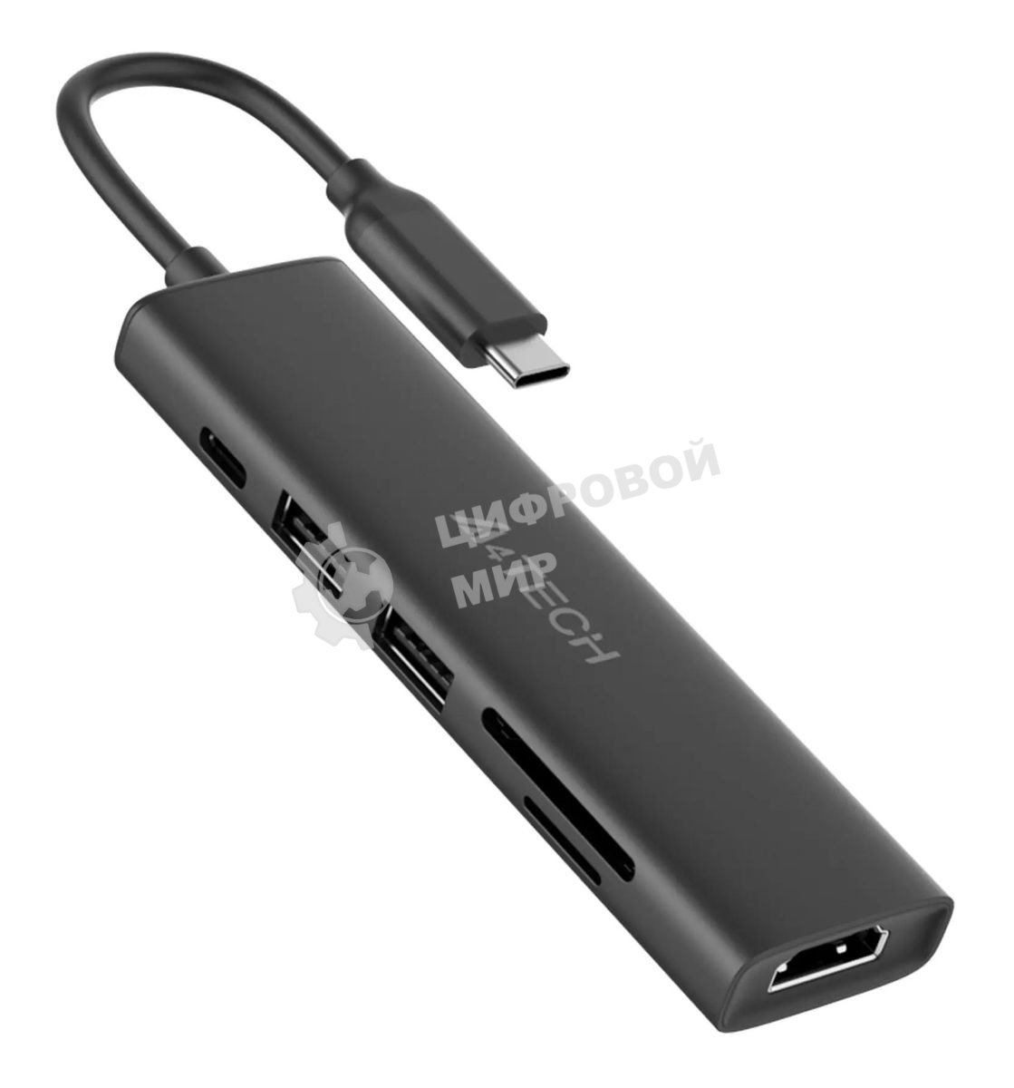 Разветвитель USB-C A4Tech DST-60C 2порт. серый