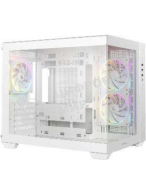 Компьютерный корпус Deepcool CG330 3F WH без БП, боковое окно (панорама), 3x120мм ARGB PWM вентилятора, белый, mATX (R-CG330-BKNGM3-G)