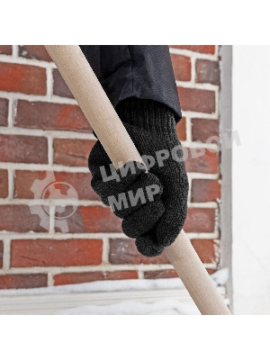 Перчатки трикотажные Сибртех, акрил, двойные, черный, двойная манжета