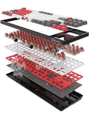 Клавиатура беспроводная A4Tech Bloody WS87 Naraka USB, Bluetooth/Радиоканал черный/красный