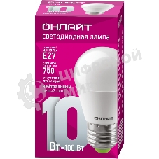 Лампа светодиодная ОНЛАЙТ 61969 OLL-G45-10-230-4K-E27