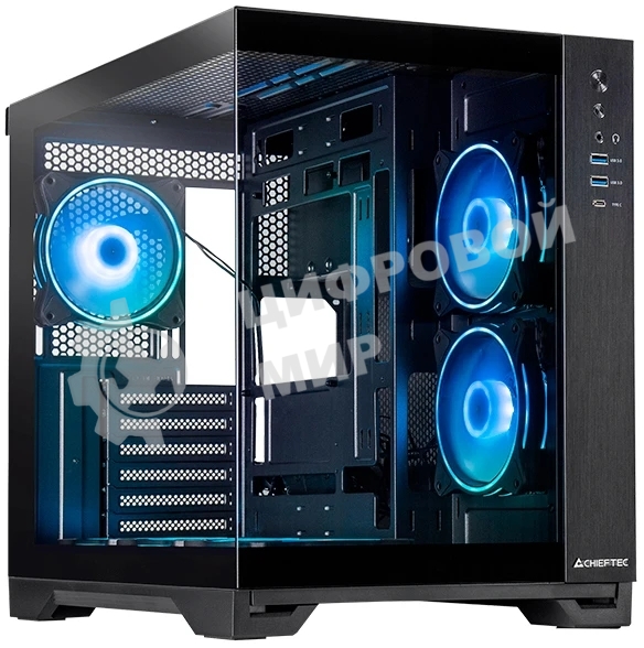 Компьютерный корпус Chieftec Visio черный без БП ATX 2x80мм 4x120мм 2x140мм 1xUSB 2.0 2xUSB 3.0 audio bott PSU