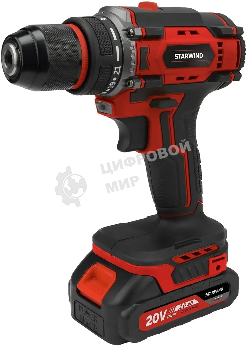 Дрель-шуруповерт Starwind CD20-2.0/2.0S1 40Вт аккум. патрон:быстрозажимной