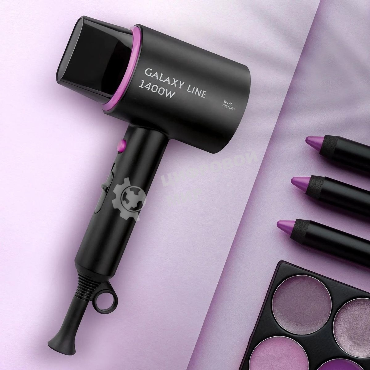 Фен Galaxy Line GL 4346 черный, 1400 Вт, компактный