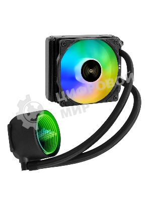 Комплект жидкостного охлаждения ExeGate BlackWater-120V3.PWM.RGb (RGb подсветка, LGA2066/2011/1366/1150/1151/1155/1156/1200/1700/1851/AM4/AM5/FM1/FM2/FM2+/AM2/AM2+/AM3/AM3+, TDP 150W, Fan 120мм 4pin PWM 600-1800RPM Hydro bearing, помпа 3pin 2700RPM, макс. шум 37db, с термопастой, на винтах, черный, Color Box)