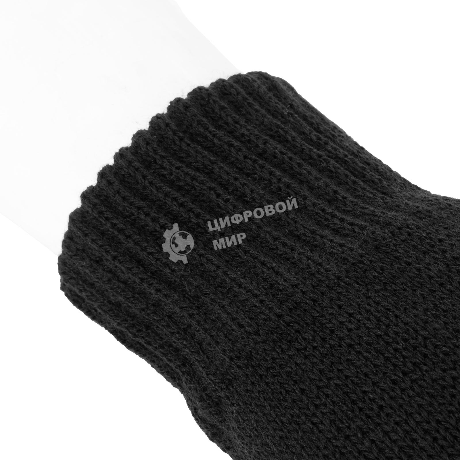 Перчатки трикотажные Сибртех, акрил, двойные, черный, двойная манжета