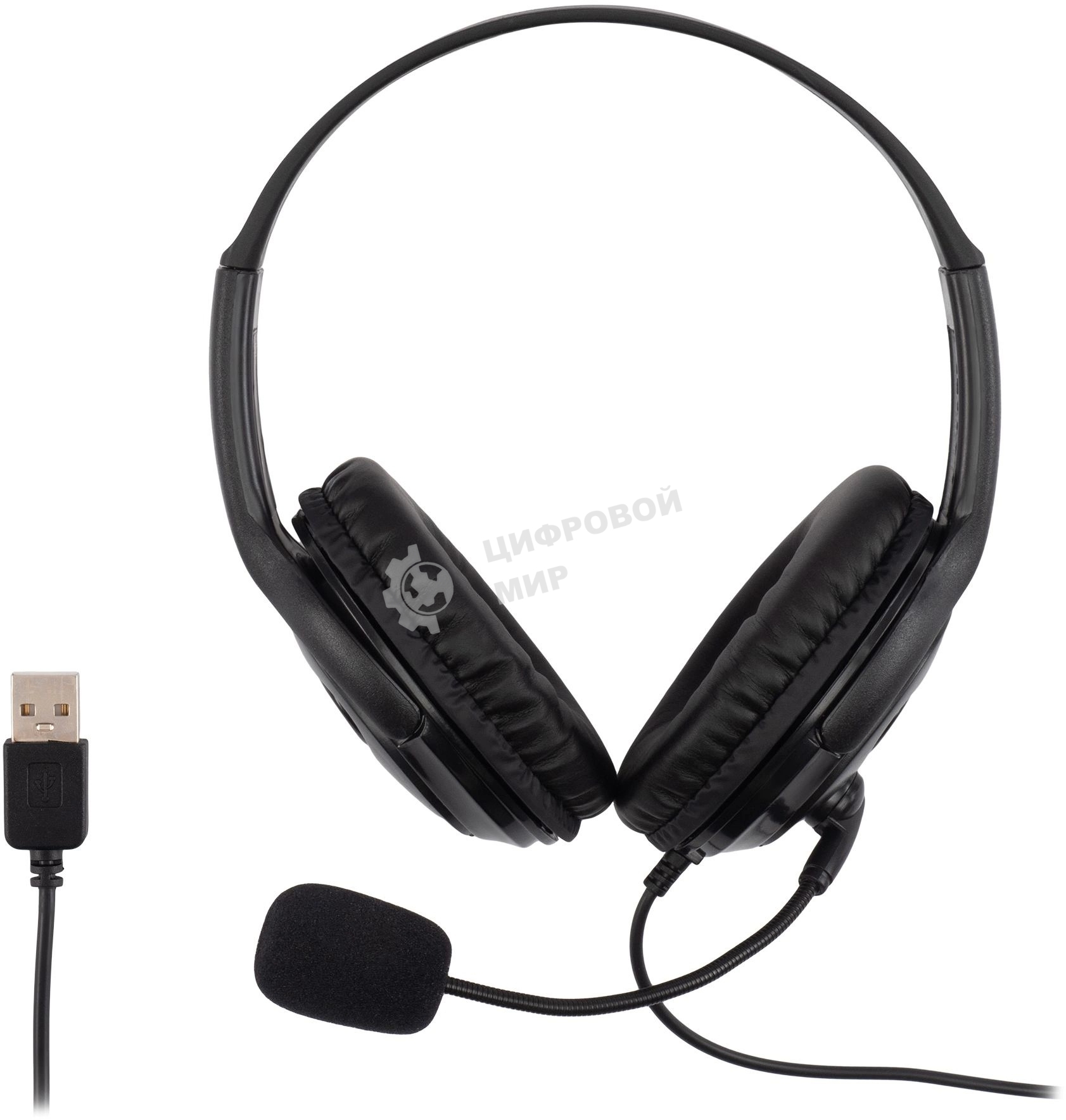 Наушники с микрофоном Oklick HS-M400 черный 1.8м накладные оголовье