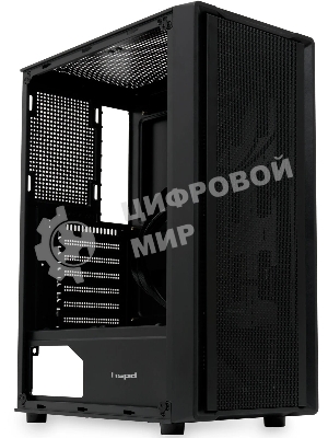 Компьютерный корпус без блока питания HSPD M530, Mesh Mid Tower, Black, TG, 0.4 SPCC, no fans ATX, mATX, mITX 155/290/200mm 2x2.5