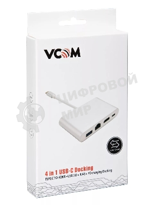 Кабель-адаптер USB3.1 Type-CM-->HDMI+USB3.0+RJ45+PD charging VCOM