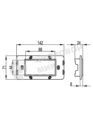 Каркас DKC BRAVA 75021W RAL 9010 на 4 модуля (для TOR и к-к TBN) белый