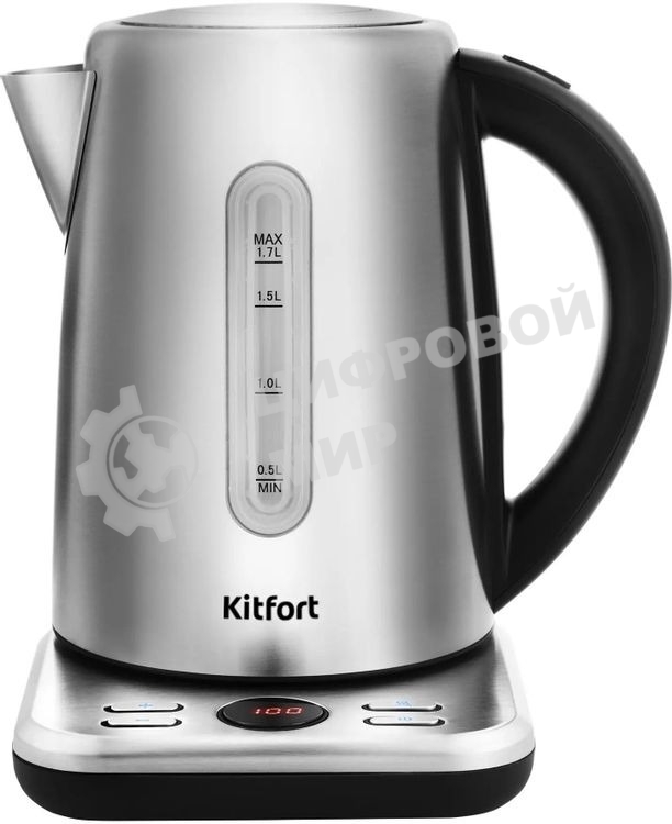 Чайник электрический Kitfort КТ-661 1.7л. 2200Вт черный/серебристый (корпус: металл)