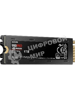 Накопитель SSD Samsung 980 PRO, 1TB, PCIe 4.0 x4, M.2 2280, NVMe, R/W 7000/5000, с радиатором