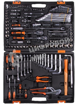 Набор инструментов ВИХРЬ 1/2, 1/4, CrV, в кейсе 142 предмета 73/6/7/13