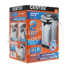 Термопот Centek CT-1084 сталь, 6.0 л, 750 Вт, 2 способа подачи воды, двойная защита от перегрева