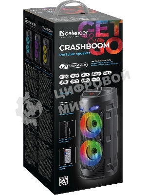 Портативная колонка Defender 16W черный CRASHBOOM