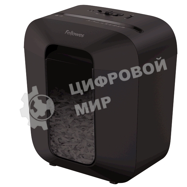 Шредер Fellowes PowerShred LX25 черный (секр.P-4)/перекрестный/6лист./11.5лтр./скрепки/скобы/пл.карты