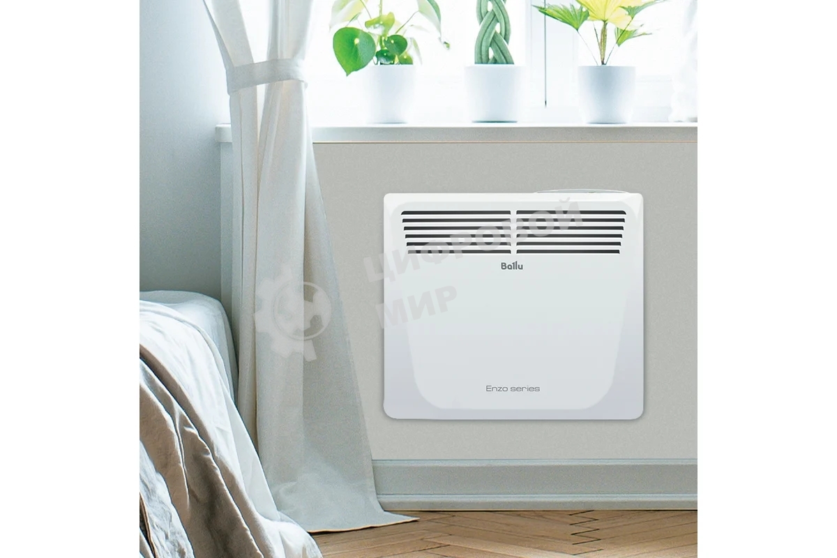 Конвектор электрический Ballu Enzo BEC/EZER-1000 белый, 1000 Вт, 15 м2, термостат, дисплей