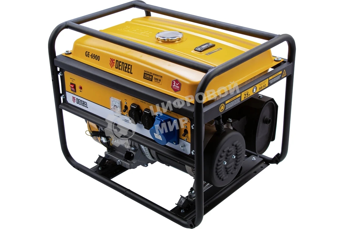 Электрогенератор бензиновый Denzel GE 6900, 5.5 кВт, 97 дБ, 77 кг
