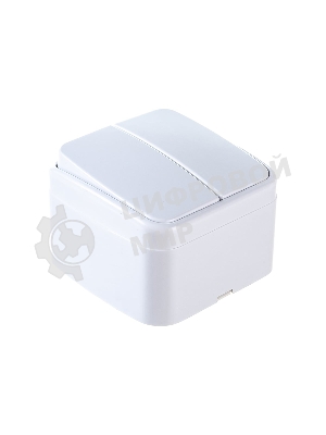 Выключатель Электра двухклавишный белый