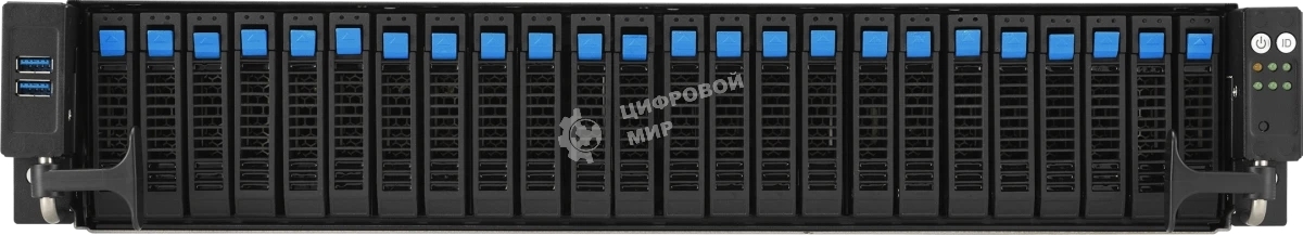 Серверная платформа ASUS RS521A-E12-RS24U, 2U, 1 x SP5 LGA 6096 360W, 24 x DDR5 6400/4800*, 24x 3.5'' NVMe hsb + 2x 2.5'' SATA, 2x M.2 22110, up to 1 PCIe Gen5 x8 LP + 1 OCP3.0, 2 x 1GbE RJ-45 LAN Intel i350-AM2, 1+1 2000W