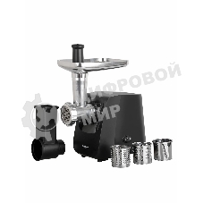 Мясорубка электрическая Endever Sigma-116 черный, 2600 Вт, 2.0 кг/мин, реверс, защита от перегрузки, металлический лоток, насадки - 5