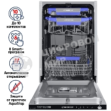 Встраиваемая посудомоечная машина Maunfeld MLP-08PRO, серебристый, 44.8 см, 10 компл., 47 дБ, класс A++