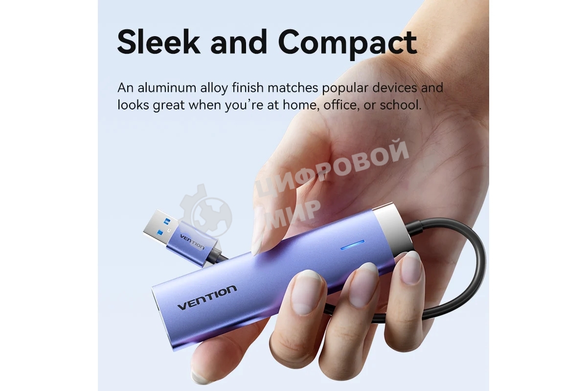 Сетевой адаптер Vention USB 3.0 M/Gigabit Ethernet RJ45+OTG хаб 3xUSB Синий - 0.15м.