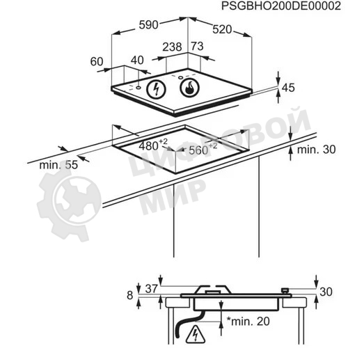 Газовая варочная панель Electrolux KGG6426K, независимая, черный