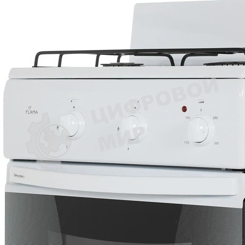 Плита комбинированная Flama CK 2201 W белый, конфорок 2 шт газовых, духовка 30 л, 50 см x 85 см x 38 см