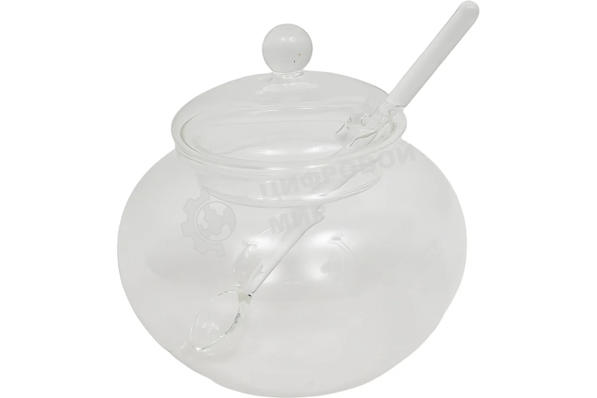 Сахарница стеклянная 350 мл Mallony DOLCE, со стеклянной ложечкой