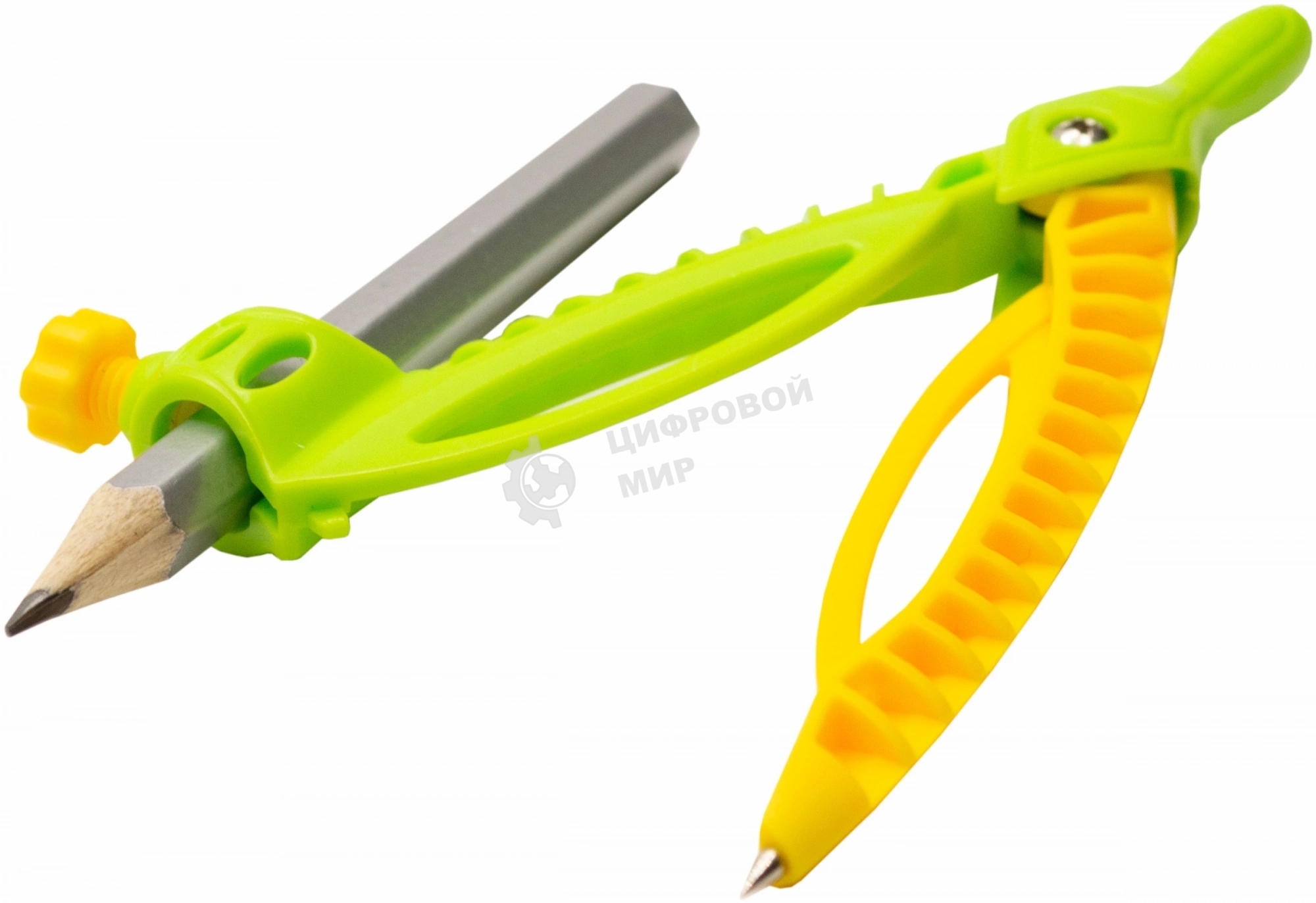 Готовальня Silwerhof Daily, корпус зеленый, пластик, 12 см с гнездом для карандаша, в комплекте: карандаш