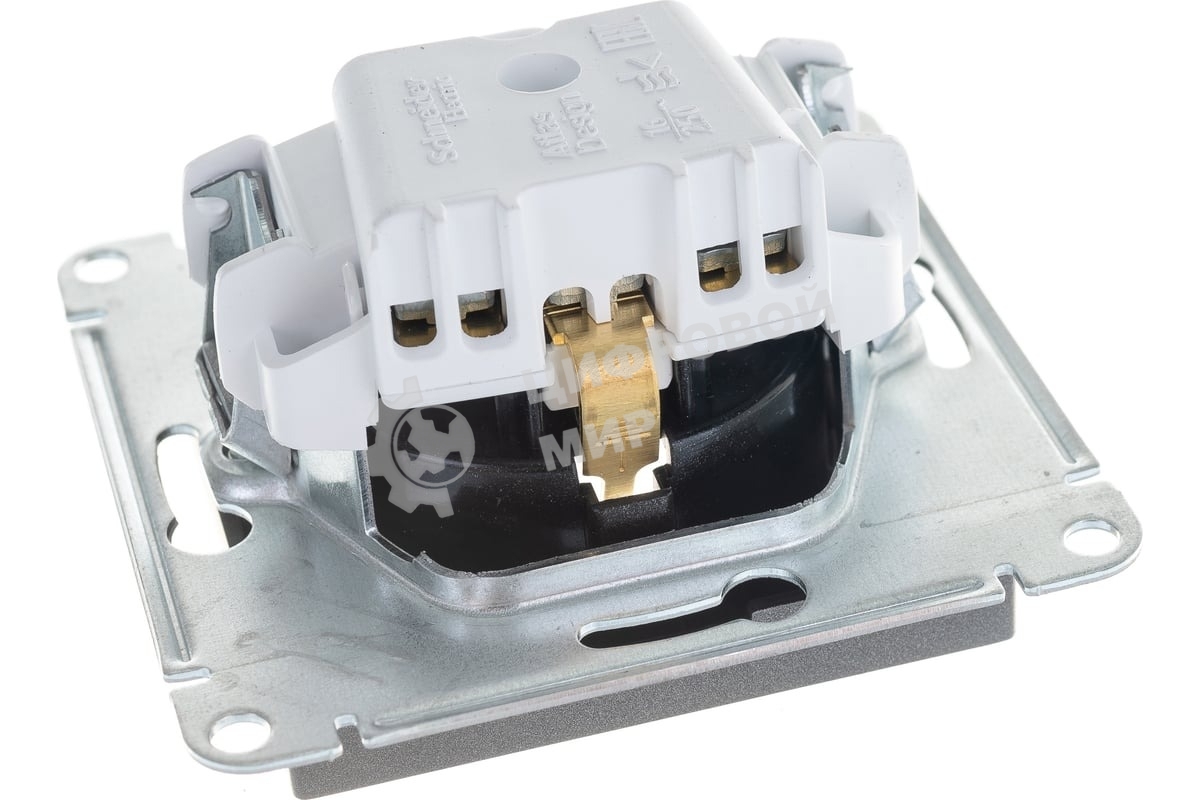 Механизм розетки 1-м СП AtlasDesign с заземл. защ. шторки 16А мокко SchE ATN000645