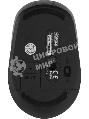 Мышь беспроводная Defender Auris MB-027 серый, 1600 dpi, радиоканал, USB, кнопки - 4