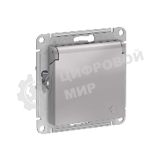 Механизм розетки 1-м СП AtlasDesign 16А IP20 с заземл. защ. шторки с крышкой алюм.