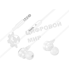 Проводные наушники Hoco M116 белый, внутриканальные, Jack 3.5 мм, встроенный микрофон