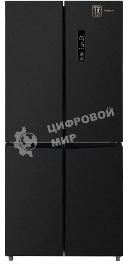 Холодильник Weissgauff WCD 450 XB NoFrost Inverter черный трехкамерный 287/163л морозилка снизу, No Frost, Side by Side