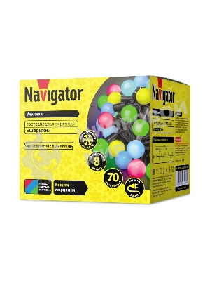 Гирлянда Navigator NGF-B02-70RGB-10-8m-230-BL-IP44