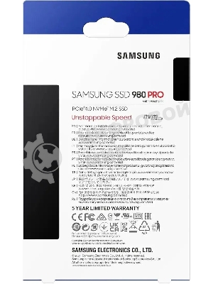 Накопитель SSD Samsung 980 PRO, 1TB, PCIe 4.0 x4, M.2 2280, NVMe, R/W 7000/5000, с радиатором