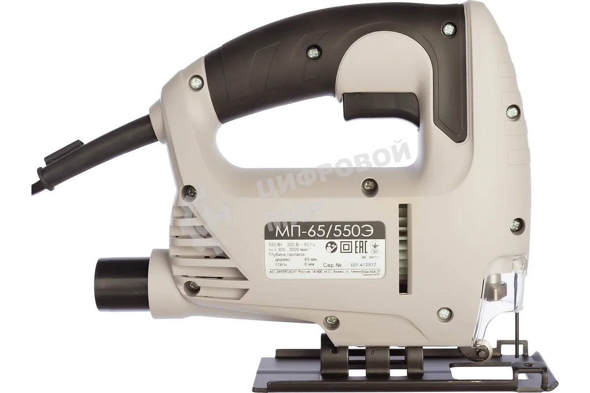 Лобзик электрический ИНТЕРСКОЛ МП-65/550Э 550Вт,3000х/мин,ход 19мм,маят,2.2кг 101.1.1.00