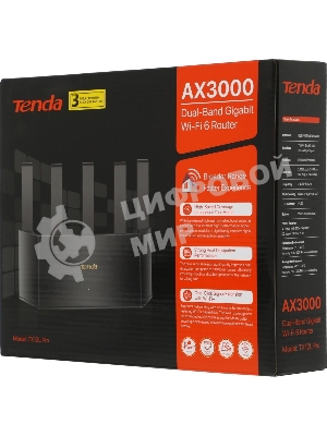 Двухдиапазонный Wi-Fi 6 роутер Tenda TX2L Pro AX1500, до 300 Мбит/с на 2,4 ГГц + до 1201 Мбит/с на 5 ГГц, LAN 3x1Gbит/с