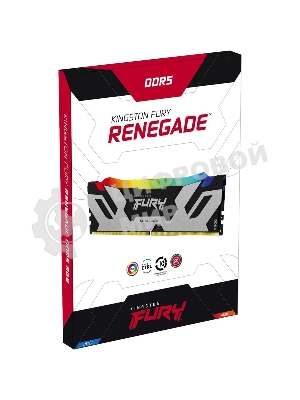 Оперативная память Kingston Fury Renegade, DDR5, 48Gb (1x48GB), 6400MHz, CL32, DIMM, с радиатором, RGB, серебристый/черный