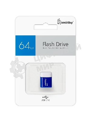 Флешка USB SmartBuy LARA Blue (SB64 GbLARA-B), 64Gb, USB 2.0, R/W 15/5, синий/белый