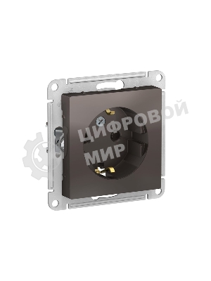 Механизм розетки 1-м СП AtlasDesign с заземл. защ. шторки 16А мокко SchE ATN000645
