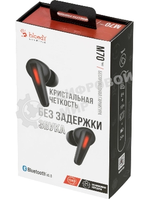 Гарнитура Bloody M70 чёрный-красный, беспроводная, Bluetooth, до 6 ч