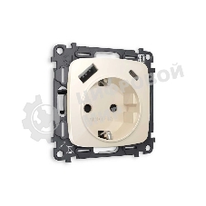 Комплект механизма электрической розетки OMEGA Бежевый глянец 2USB A+C 20W (быстрая зарядка) с/з QUANT (OP3100, VM160) MO310010