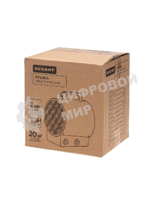 Пушка тепловая электрическая Rexant круглая, прямоугольная подставка, ТЭН, 2кВт