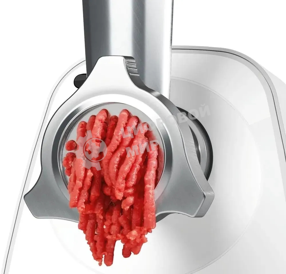Мясорубка электрическая Bosch MFW2510W белый, 1500 Вт, 1.7 кг/мин, защита от перегрузки, насадки - 3