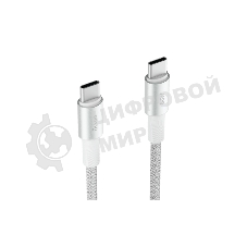 Кабель OLMIO MASTER, Type-C - Type-C, 60W 3A, 1.2м, тканевая оплетка, белый