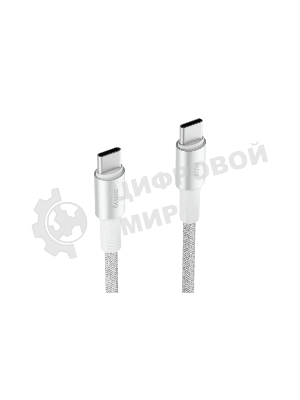 Кабель OLMIO MASTER, Type-C - Type-C, 60W 3A, 1.2м, тканевая оплетка, белый