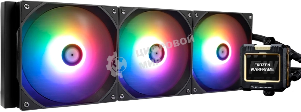 Водяное охлаждение для процессора Thermalright Frozen Warframe 420 ARGB (420мм, LED, Black, ARGB/Fans: 3x140мм, 88.7CFM, 29.8dBA, 1750RPM/Pump height 60мм, 23dBA, 3000RPM, Rad thickness 27мм/S: 1851, 1700, 1200, 115X, 2011, 2066, AM5, AM4)
